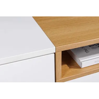 Invicta Szafka RTV biała wisząca fornir dębowy 160 x 36 x 40cm / 47807