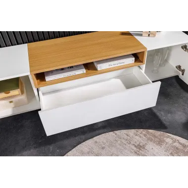 Invicta Szafka RTV biała wisząca fornir dębowy 160 x 36 x 40cm / 47807