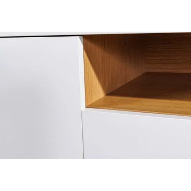 Invicta Szafka RTV LOFT wisząca biała fornir dębowy 150 x 30 x 40cm / 47813