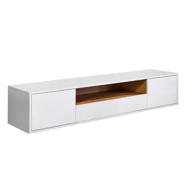 Invicta Szafka RTV LOFT wisząca biała fornir dębowy 150 x 30 x 40cm / 47813