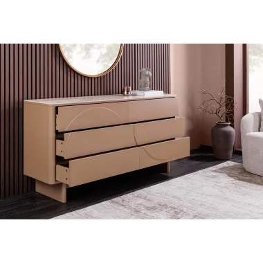 Invicta Komoda SAVOY 3D MDF beżowy ceramiczny blat 150 x 82 x 40cm / 47806