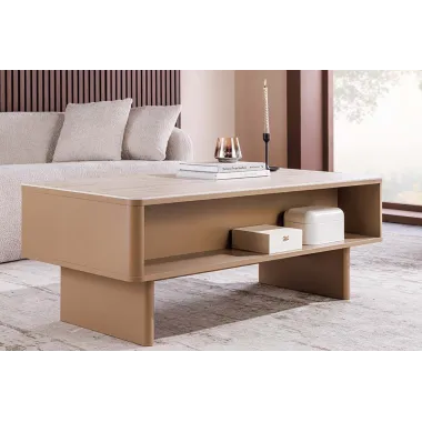 Invicta Stolik kawowy SAVOY 3D MDF beżowy ceramiczny blat 120 x 466 x 60cm / 47804