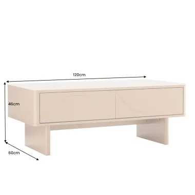 Invicta Stolik kawowy SAVOY 3D MDF beżowy ceramiczny blat 120 x 466 x 60cm / 47804