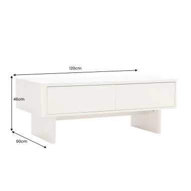 Invicta Stolik kawowy SAVOY 3D MDF biały 120 x 46 x 60cm / 47803