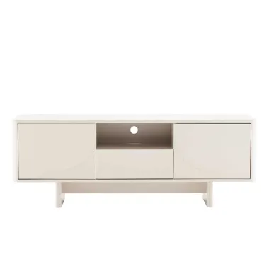 Invicta Komoda RTV SAVOY 3D MDF biały ceramiczny blat 150 x 57 x 40cm / 47798