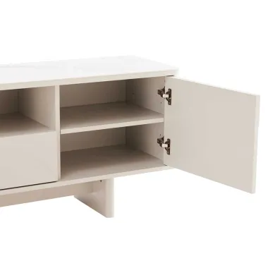 Invicta Komoda RTV SAVOY 3D MDF biały ceramiczny blat 150 x 57 x 40cm / 47798