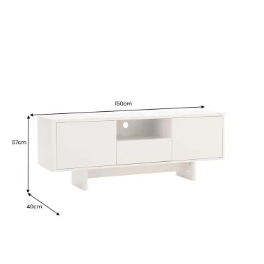 Invicta Komoda RTV SAVOY 3D MDF biały ceramiczny blat 150 x 57 x 40cm / 47798