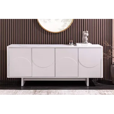 Invicta Komoda SAVOY 3D MDF biały ceramiczny blat 180 x 76 x 40cm / 47795