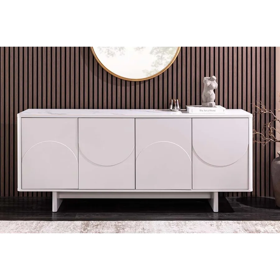 Invicta Komoda SAVOY 3D MDF biały ceramiczny blat 180 x 76 x 40cm / 47795