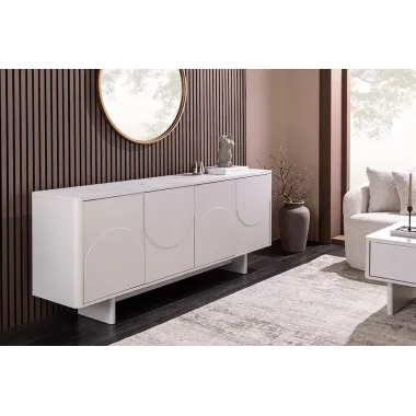 Invicta Komoda SAVOY 3D MDF biały ceramiczny blat 180 x 76 x 40cm / 47795