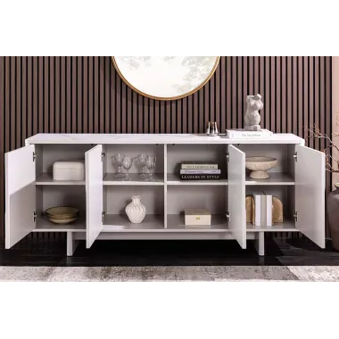 Invicta Komoda SAVOY 3D MDF biały ceramiczny blat 180 x 76 x 40cm / 47795