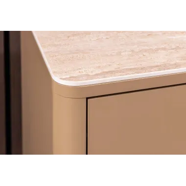 Invicta Komoda RTV SAVOY 3D MDF beżowy ceramiczny blat 150 x 57 x 40cm / 47797