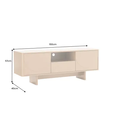 Invicta Komoda RTV SAVOY 3D MDF beżowy ceramiczny blat 150 x 57 x 40cm / 47797
