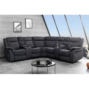 Invicta Sofa narożna kinowa HOLLYWOOD szary 270 x 105 x 270cm / 47588