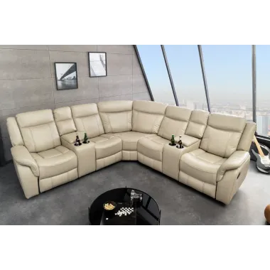 Invicta Sofa narożna kinowa HOLLYWOOD beżowy 270 x 105 x 270cm / 47589