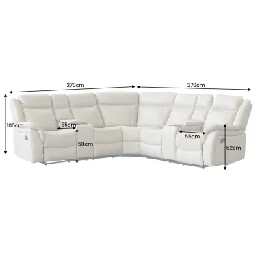 Invicta Sofa narożna kinowa HOLLYWOOD beżowy 270 x 105 x 270cm / 47589