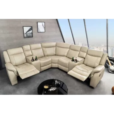 Invicta Sofa narożna kinowa HOLLYWOOD beżowy 270 x 105 x 270cm / 47589