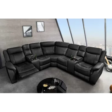 Invicta Sofa narożna kinowa HOLLYWOOD czarny 270 x 105 x 270cm / 47590