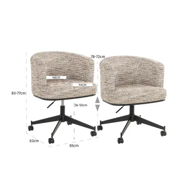 Krzesło obrotowe Rochenne z kółkami trendy nature swivel on wheels - Richmond