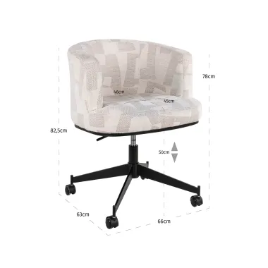 Krzesło obrotowe Rochenne z kółkami beige graffic swivel on wheels - Richmond