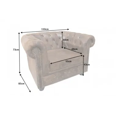 Invicta Chesterfield Fotel antyczny brąz 110cm / 17383