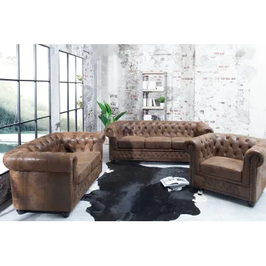 Invicta Chesterfield Fotel antyczny brąz 110cm / 17383