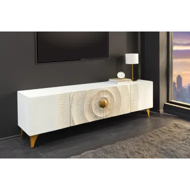 Invicta Szafka RTV GOLDEN SUNSET stojąca white mango 180cm / 48411