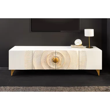 Invicta Szafka RTV GOLDEN SUNSET stojąca white mango 180cm / 48411