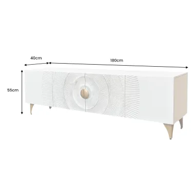 Invicta Szafka RTV GOLDEN SUNSET stojąca white mango 180cm / 48411