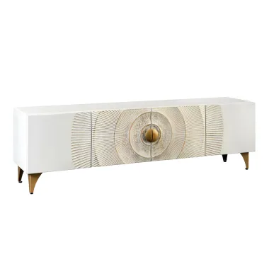 Invicta Szafka RTV GOLDEN SUNSET stojąca white mango 180cm / 48411