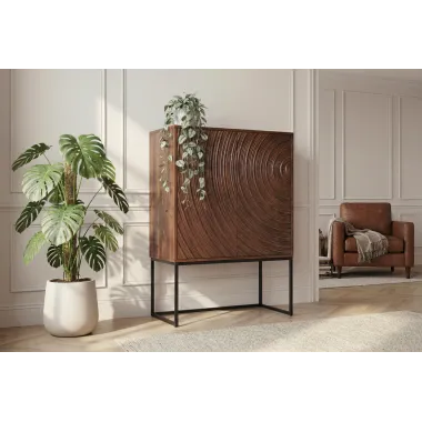 Invicta komoda wysoka ORBIT 3D brązowe mango 85 x 120 x 45cm / 47626