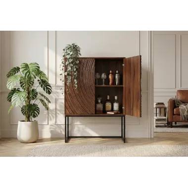 Invicta komoda wysoka ORBIT 3D brązowe mango 85 x 120 x 45cm / 47626