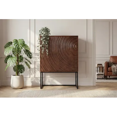 Invicta komoda wysoka ORBIT 3D brązowe mango 85 x 120 x 45cm / 47626