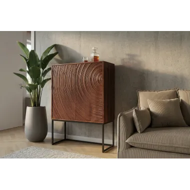 Invicta komoda wysoka ORBIT 3D brązowe mango 85 x 120 x 45cm / 47626