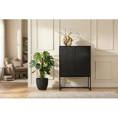 Invicta komoda wysoka ORBIT 3D czarne mango 85 x 120 x 45cm / 47606