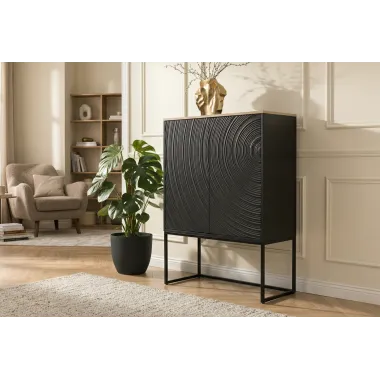 Invicta komoda wysoka ORBIT 3D czarne mango 85 x 120 x 45cm / 47606