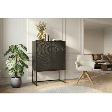 Invicta komoda wysoka ORBIT 3D czarne mango 85 x 120 x 45cm / 47606