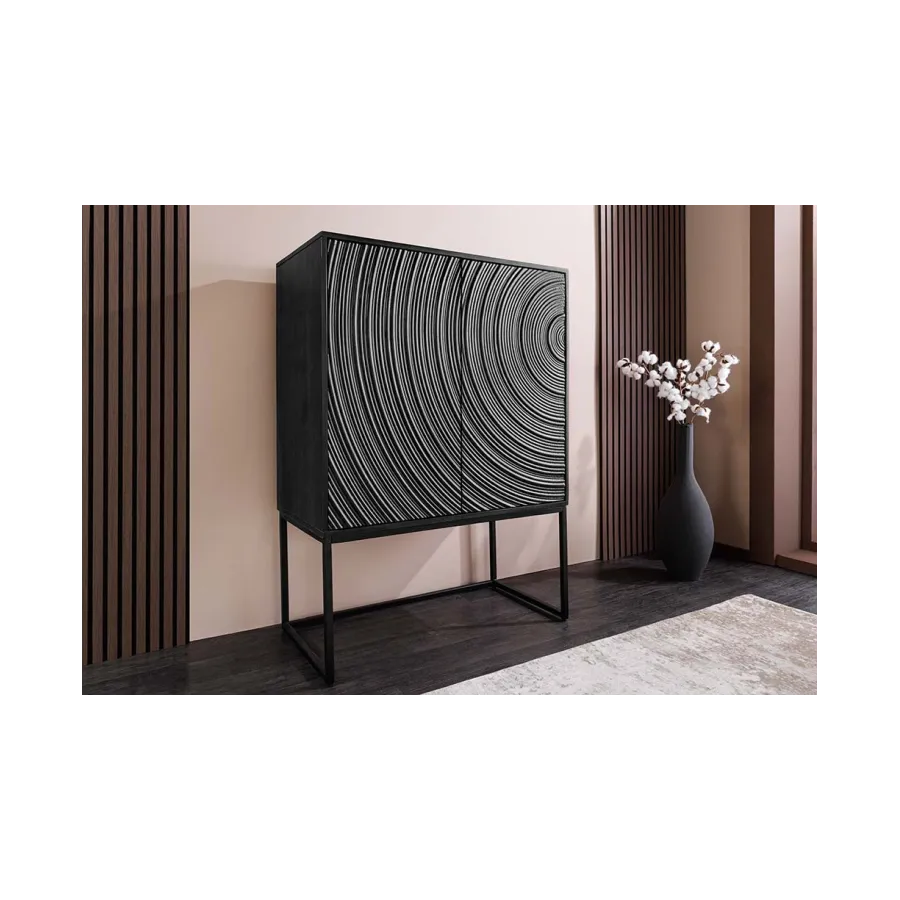 Invicta komoda wysoka ORBIT 3D czarne mango 85 x 120 x 45cm / 47606