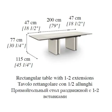 PERLA Włoski Stół rozkładany z trawertytem 200 - 294 x 77 x 115cm / ArredoClassic