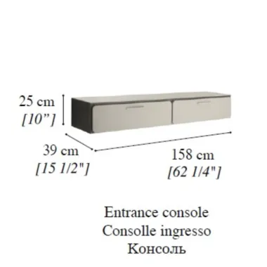 PERLA Włoska konsola wisząca 158 x 25 x 38cm / ArredoClassic