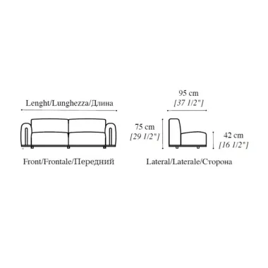 PERLA Włoska sofa 3 osobowa 240 x 75 x 95cm / ArredoClassic