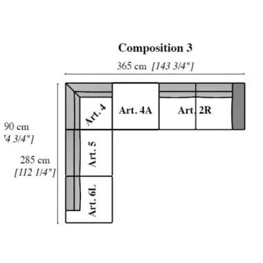 PERLA Włoska Sofa narożna 365 x 75 x 285cm / ArredoClassic