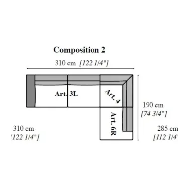 PERLA Włoska Sofa narożna 365 x 75 x 285cm / ArredoClassic