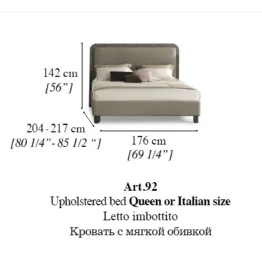 PERLA Włoskie Łóżko tapicerowane QUEEN SIZE 176 x 142 x 204 -217cm / ArredoClassic