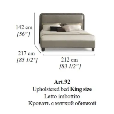 PERLA Włoskie Łóżko tapicerowane KING SIZE 212 x 142 x 217cm / ArredoClassic