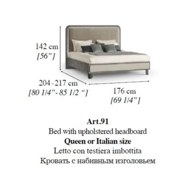 PERLA Włoskie Łóżko QUEEN SIZE 176 x 142 x 204 -217cm / ArredoClassic