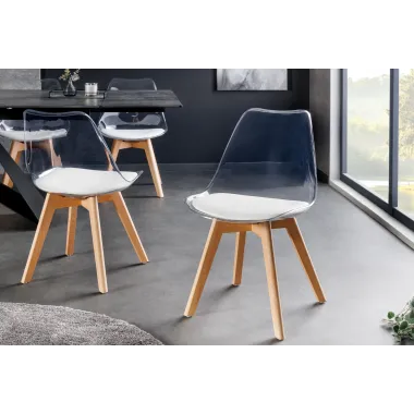 Invicta Krzesło SCANDINAVIA MEISTERSTÜCK transparentne imitacja białej skóry 42cm / 44164