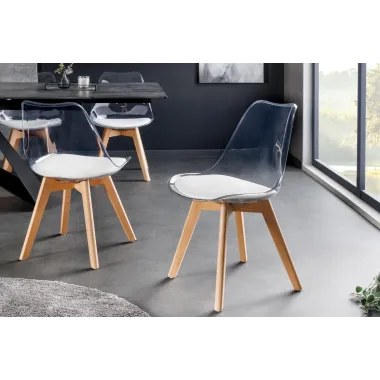 Invicta Krzesło SCANDINAVIA MEISTERSTÜCK transparentne imitacja białej skóry 42cm / 44164