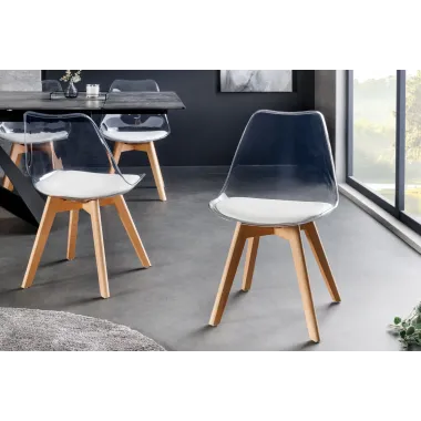 Invicta Krzesło SCANDINAVIA MEISTERSTÜCK transparentne imitacja białej skóry 42cm / 44164
