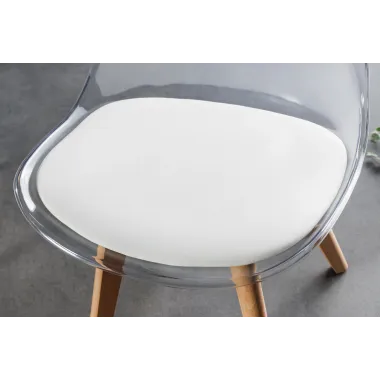 Invicta Krzesło SCANDINAVIA MEISTERSTÜCK transparentne imitacja białej skóry 42cm / 44164